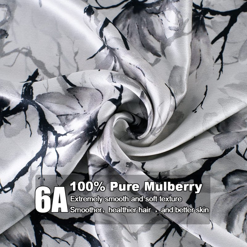 MAXFEEL 100% Pure Mulberry Silk Pillowcase with Zipper for Skin&Hair Care Both Sides Soft Breathable (Pattern02, Standard) - Image 4